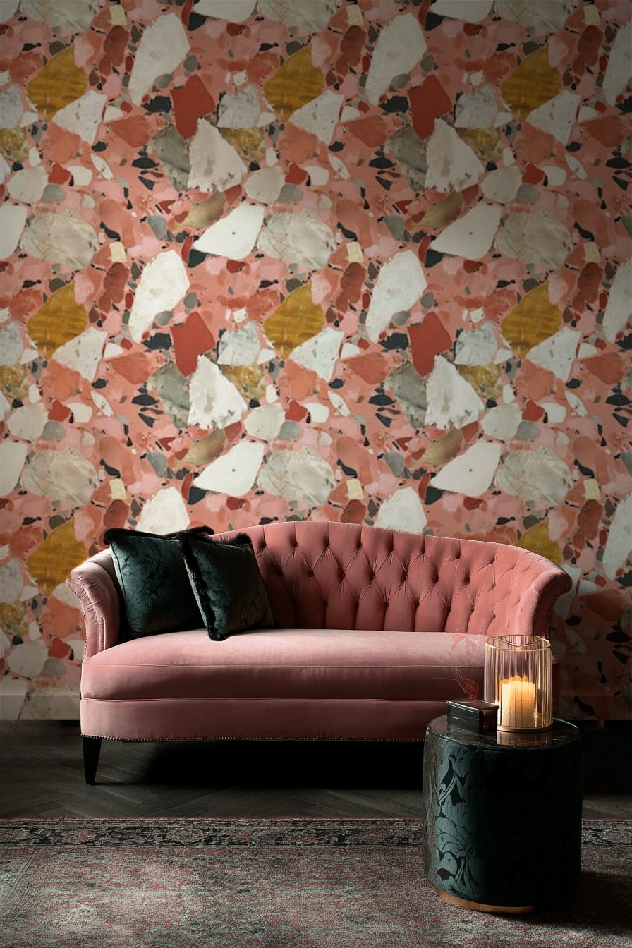 Abstract Pattern Wallpaper Terrazzo Pattern Removable Marble Texture Wall Art