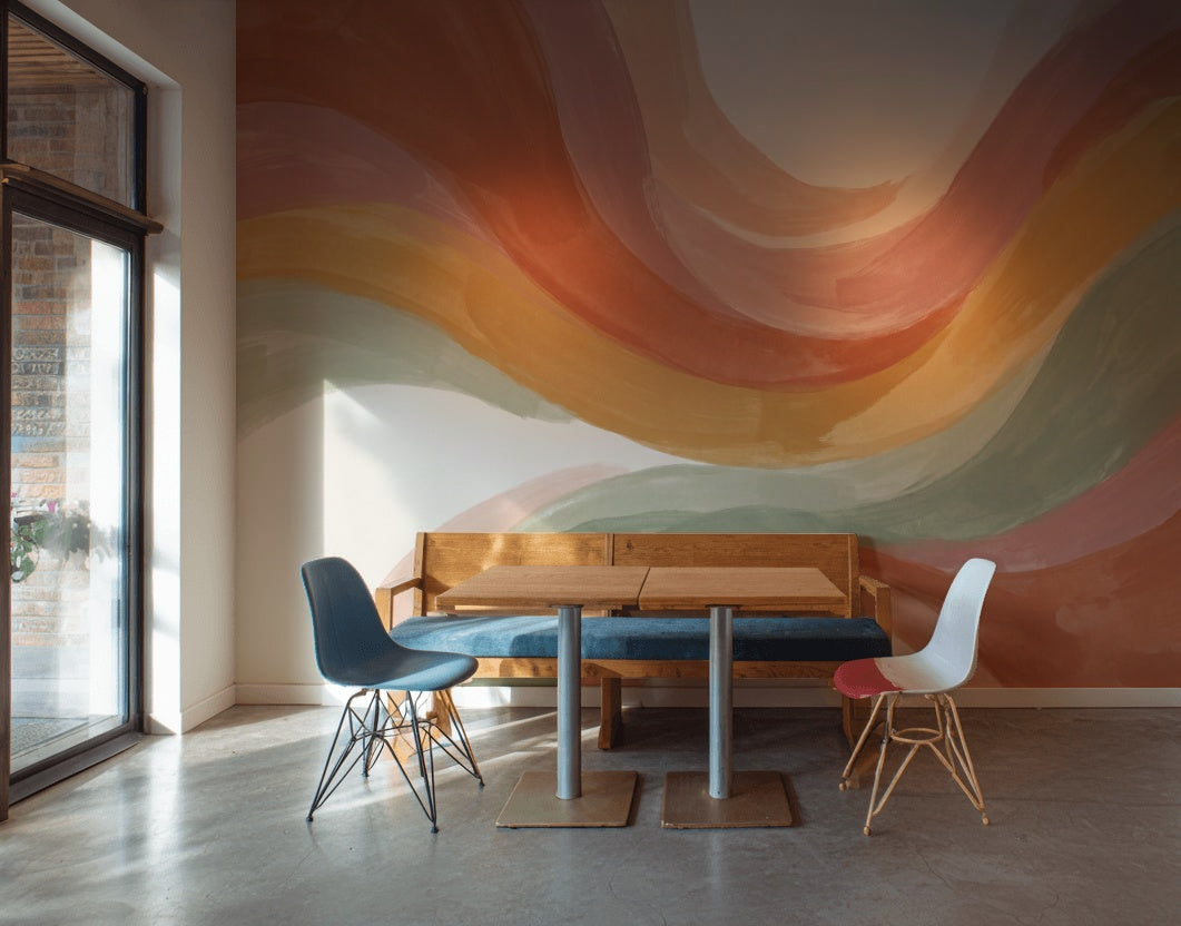 Wavy Abstract Wallpaper Colorful Artistic Wall Mural