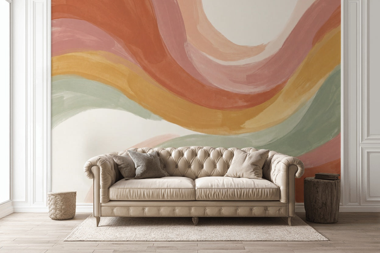 Wavy Abstract Wallpaper Colorful Artistic Wall Mural