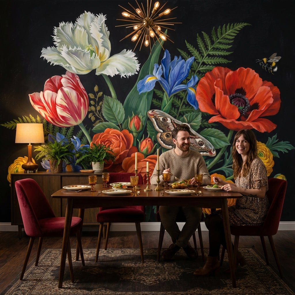 Dark Floral Wallpaper Moody Botanical Romantic Garden Wall Mural