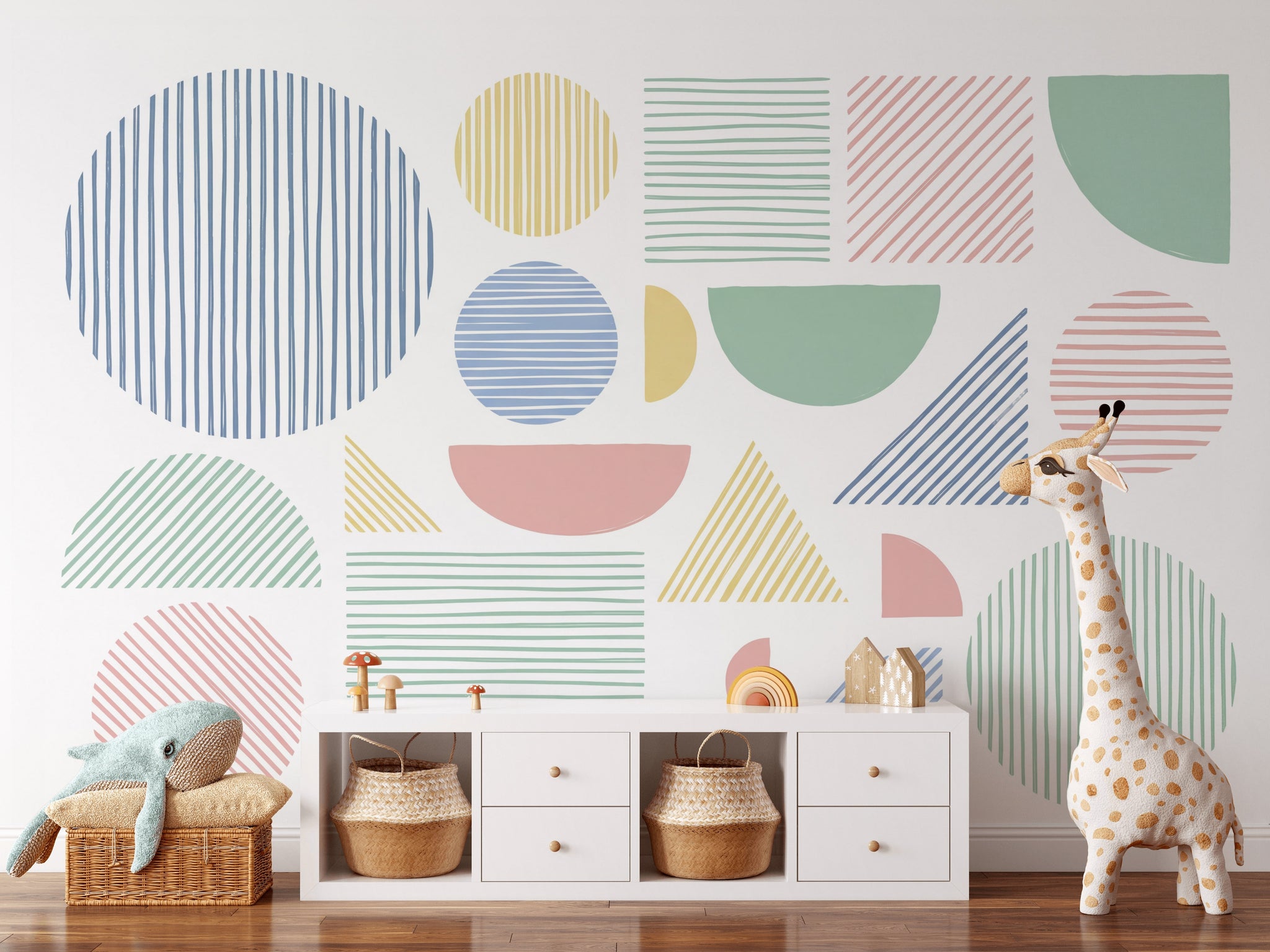 White Background Wallpaper Minimalist Modern Graphic Wall Mural