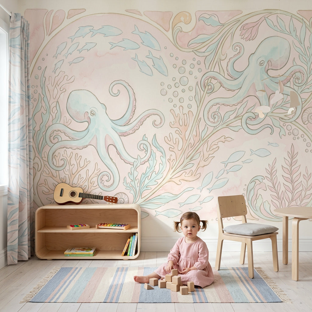 Octopus Wallpaper Underwater Sea Life Removable Wall Decor