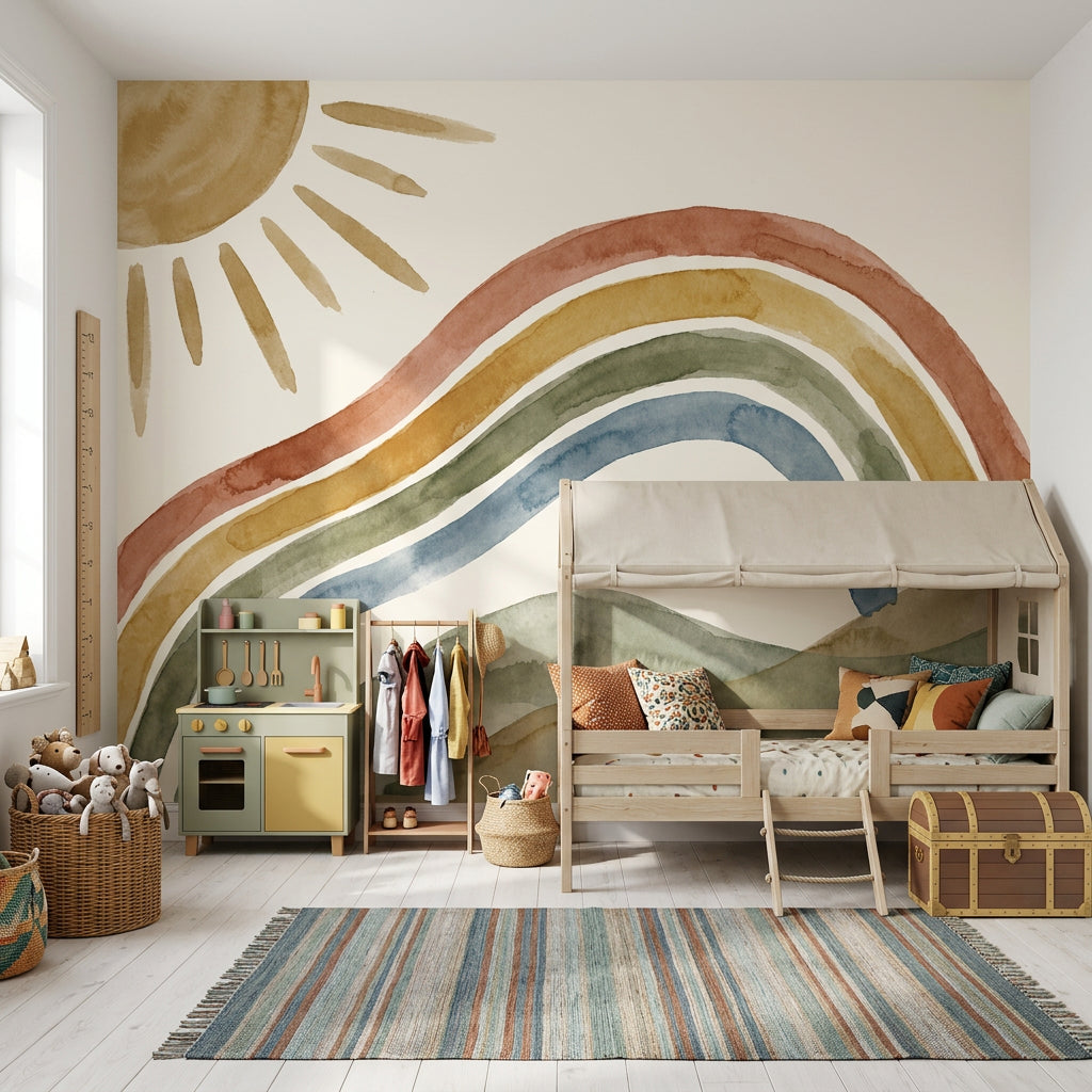 Watercolor Texture Wallpaper Hand Painted Soft Wash Removable Wall Decor