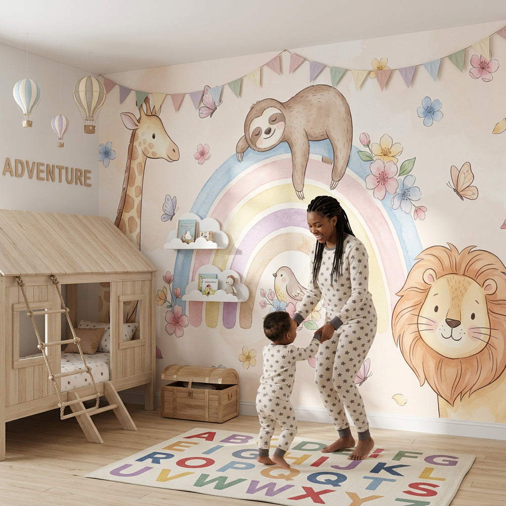 Nursery Wallpaper Pastel Rainbow Wall Mural
