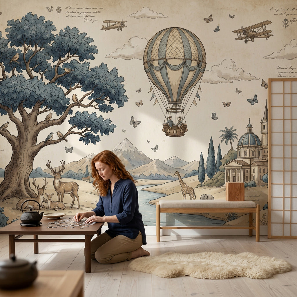 Hot Air Balloon Wallpaper Balloon Ride Removable Sky Travel Wall Decor