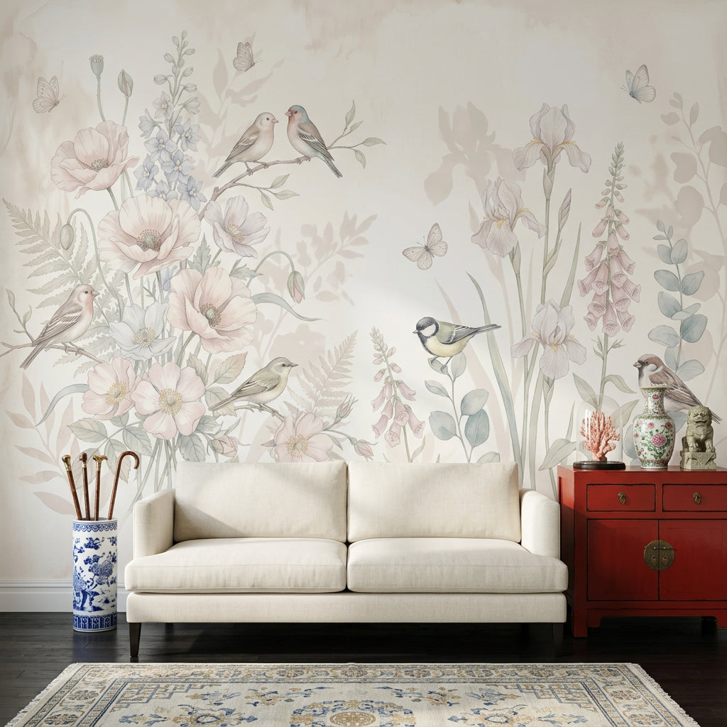 White Background Wallpaper Paper Texture Removable Muted Green Wall Decor