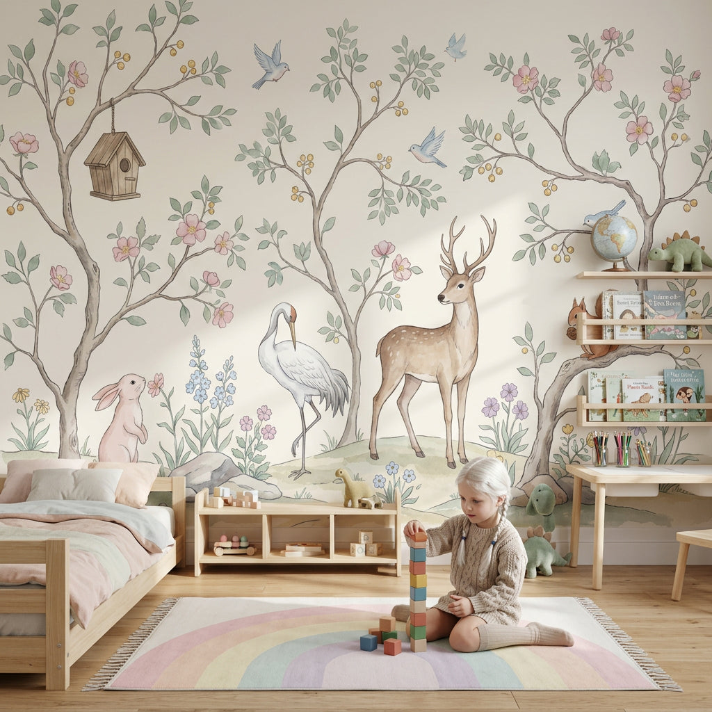Muted Green Wallpaper Pastel Watercolor Removable Wall Decor