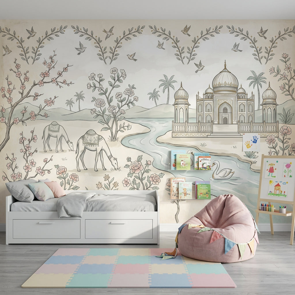 Toile Landscape Wallpaper Mughal Palace Taj Mahal Inspired Wall Mural
