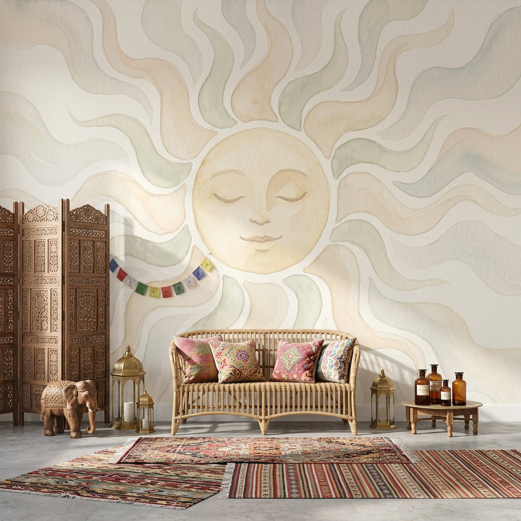 Watercolor Texture Wallpaper Textured Wash Removable Pastel Sun Wall Decor