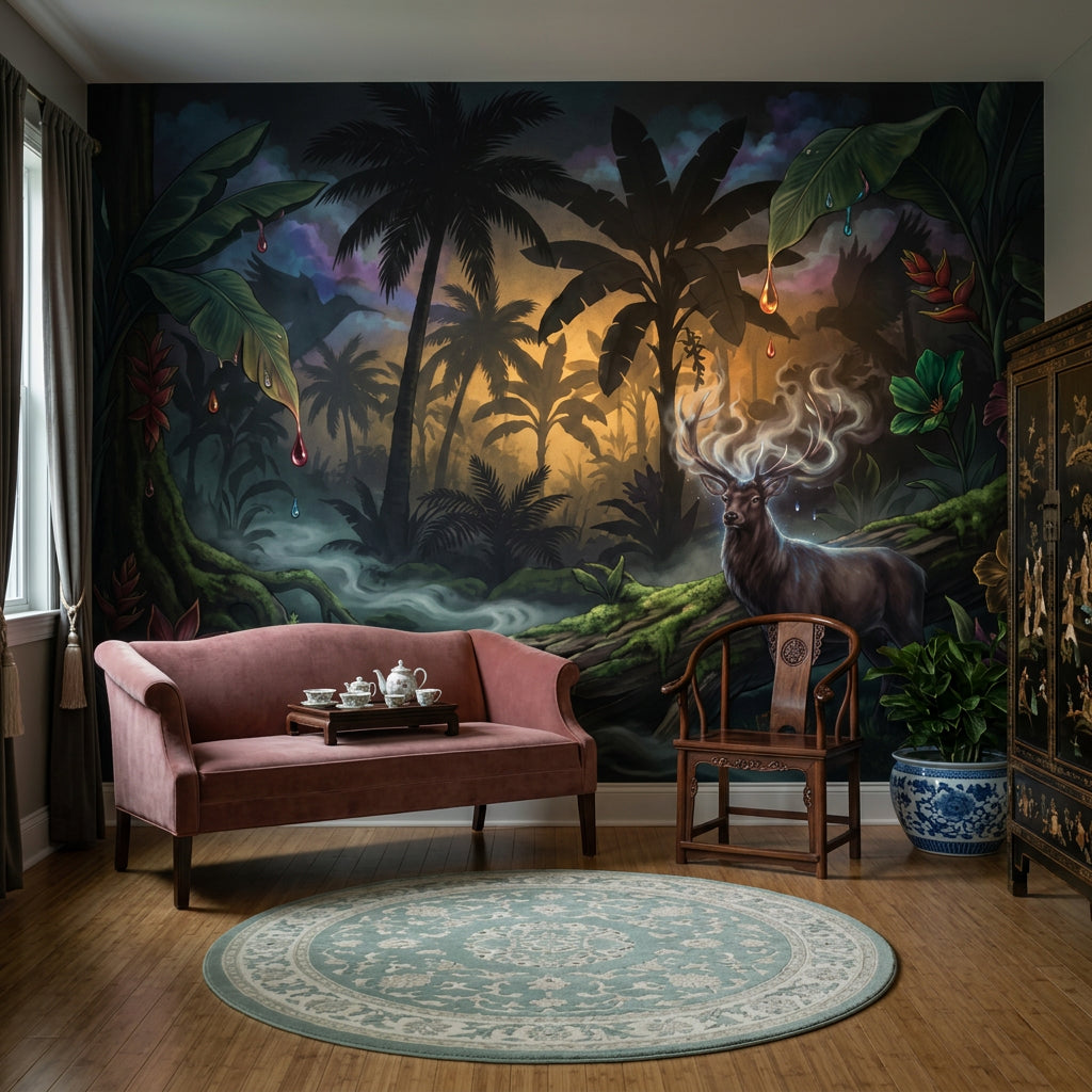 Misty Forest Wallpaper Enchanted Jungle Removable Twilight Landscape Wall Decor
