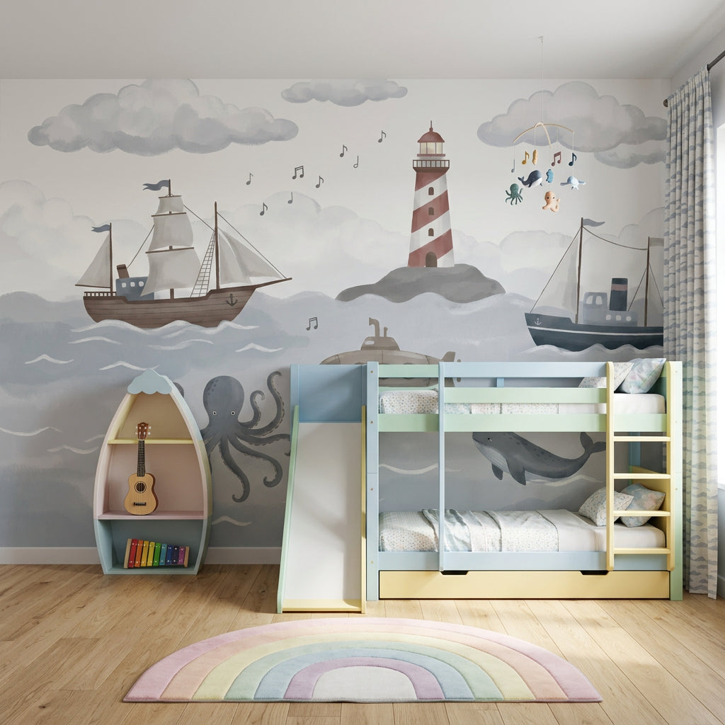 Coastal Wallpaper Nautical Removable Lighthouse Wall Decor