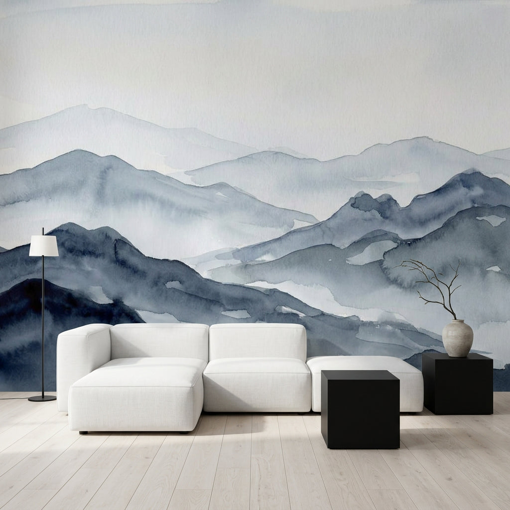 Paper Texture Wallpaper Watercolor Mountain Removable Wall Decor