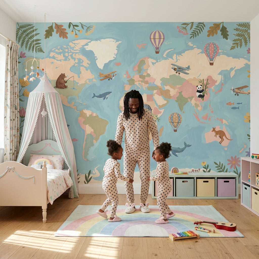 World Map Wallpaper Kids World Map Nursery World Map Removable Wall Decor