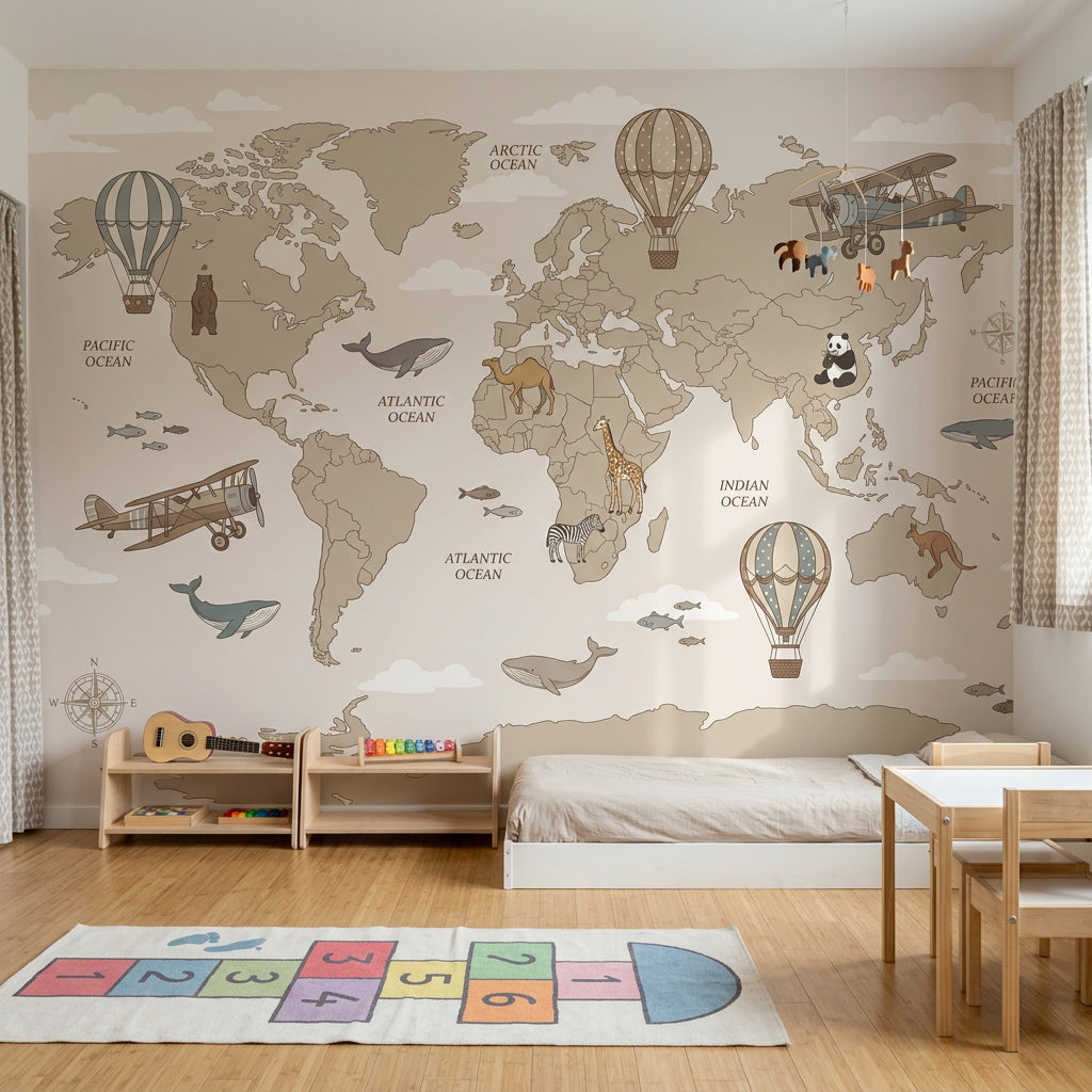 World Map Wallpaper White Background World Map Wall Mural