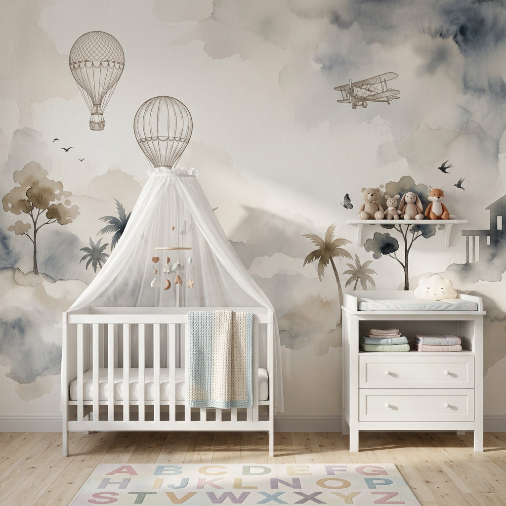 Cloudscape Wallpaper Watercolor Dreamy Sky Removable Wall Decor
