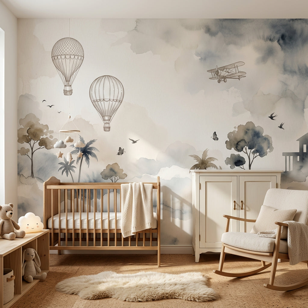Cloudscape Wallpaper Watercolor Dreamy Sky Removable Wall Decor