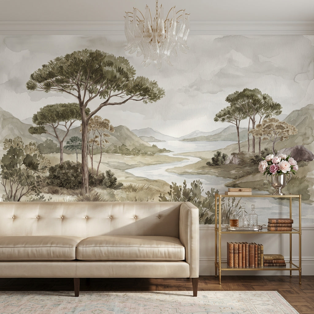 Cloudy Sky Wallpaper Overcast Misty Wall Mural
