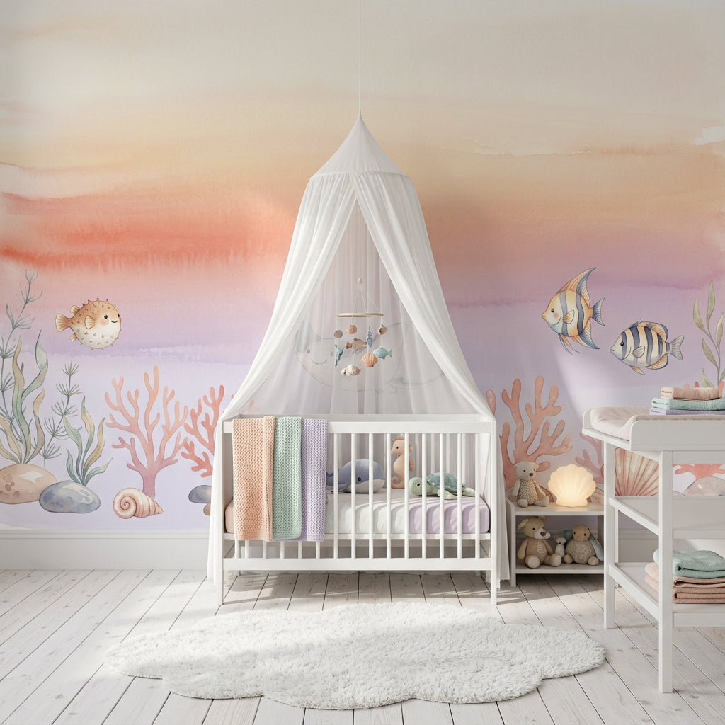 Underwater Wallpaper Ocean Watercolor Removable Wall Decor