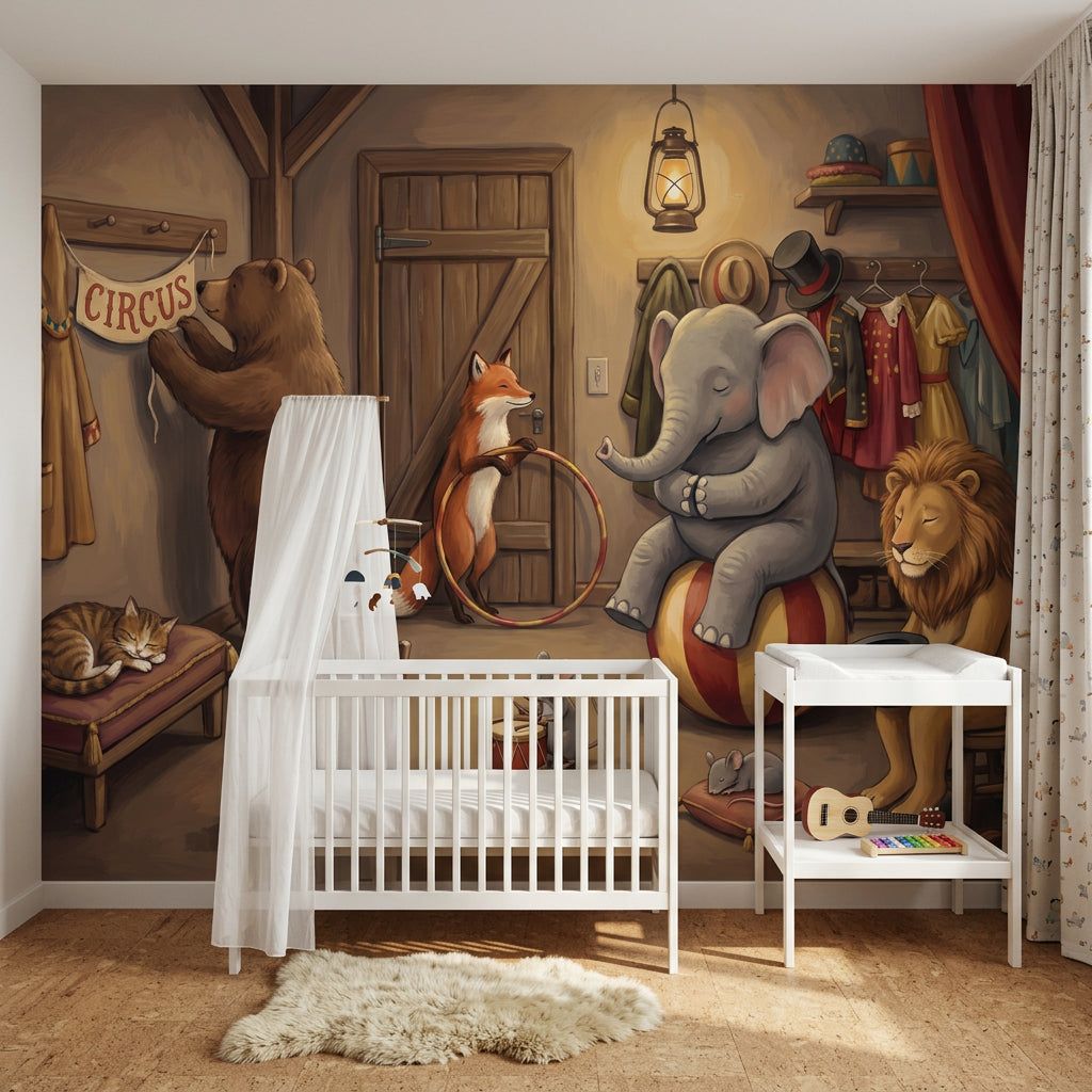 Circus Wallpaper Storybook Illustration Removable Whimsical Wall Decor