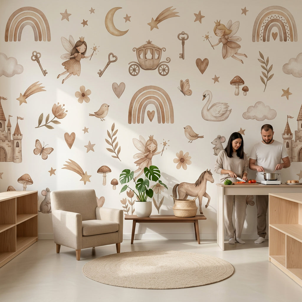 Fairytale Wallpaper Watercolor Removable Nursery Wall Decor
