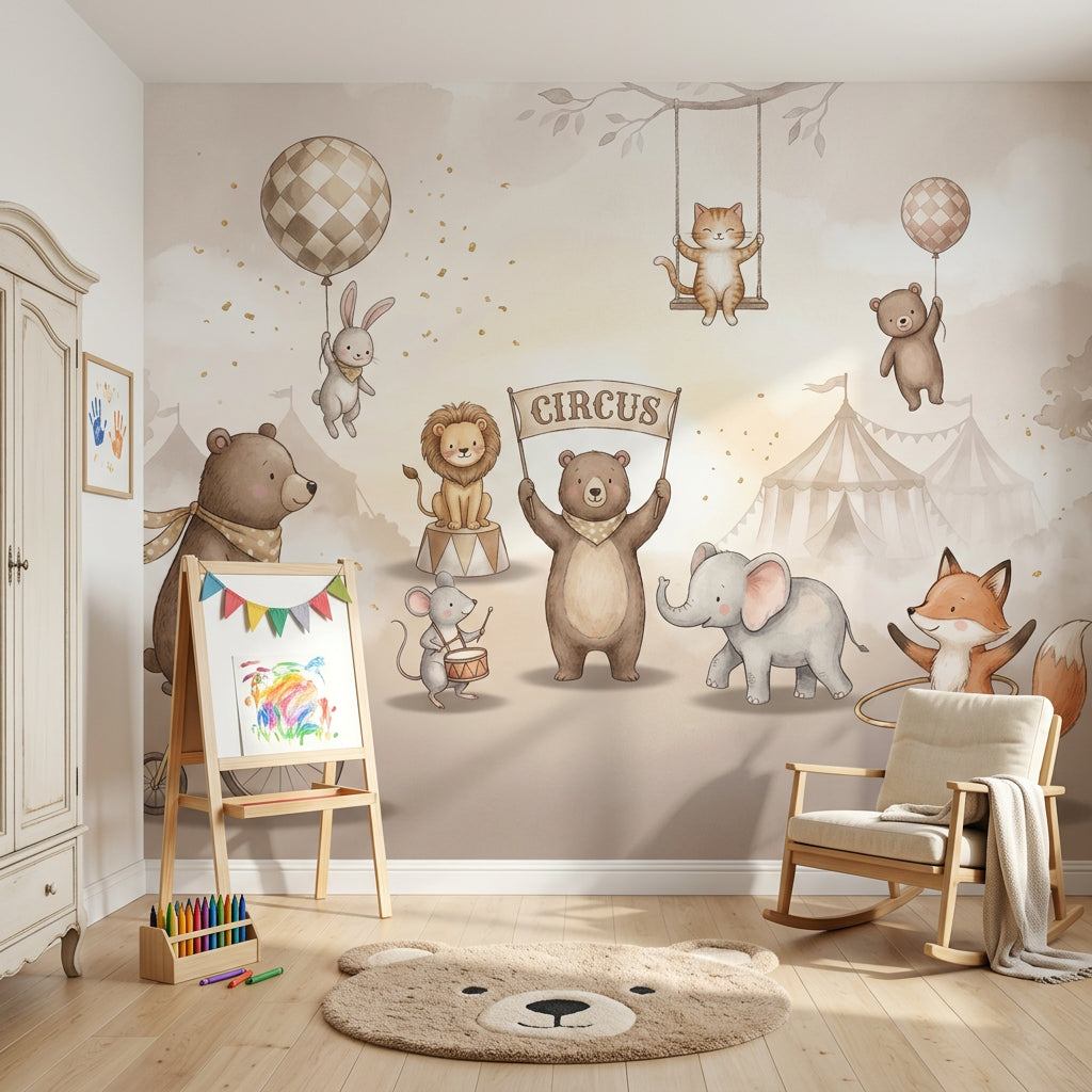 Circus Wallpaper Nursery Watercolor Removable Wall Decor