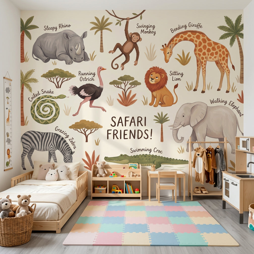 Safari Wallpaper Savanna Removable Kids Nursery Wall Decor