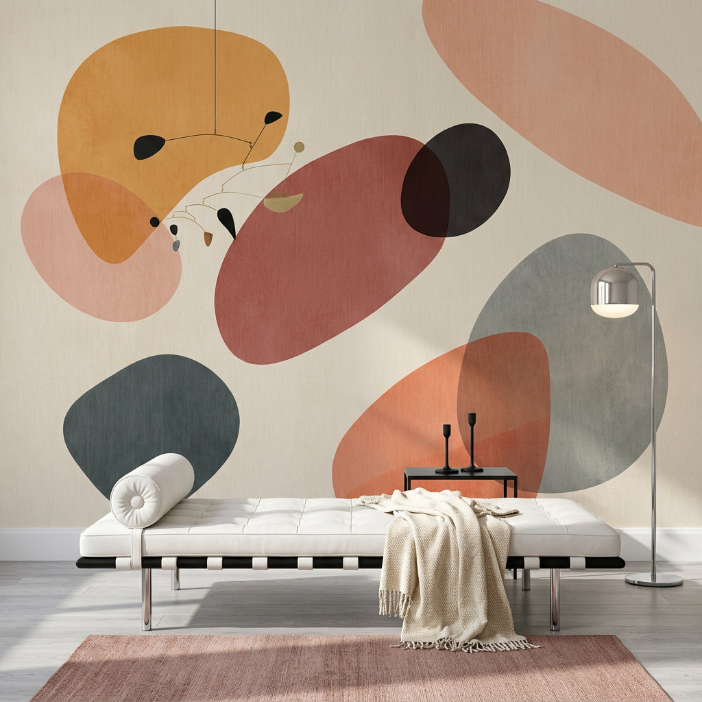 Mid Century Modern Wallpaper Retro Minimalist Removable Wall Decor