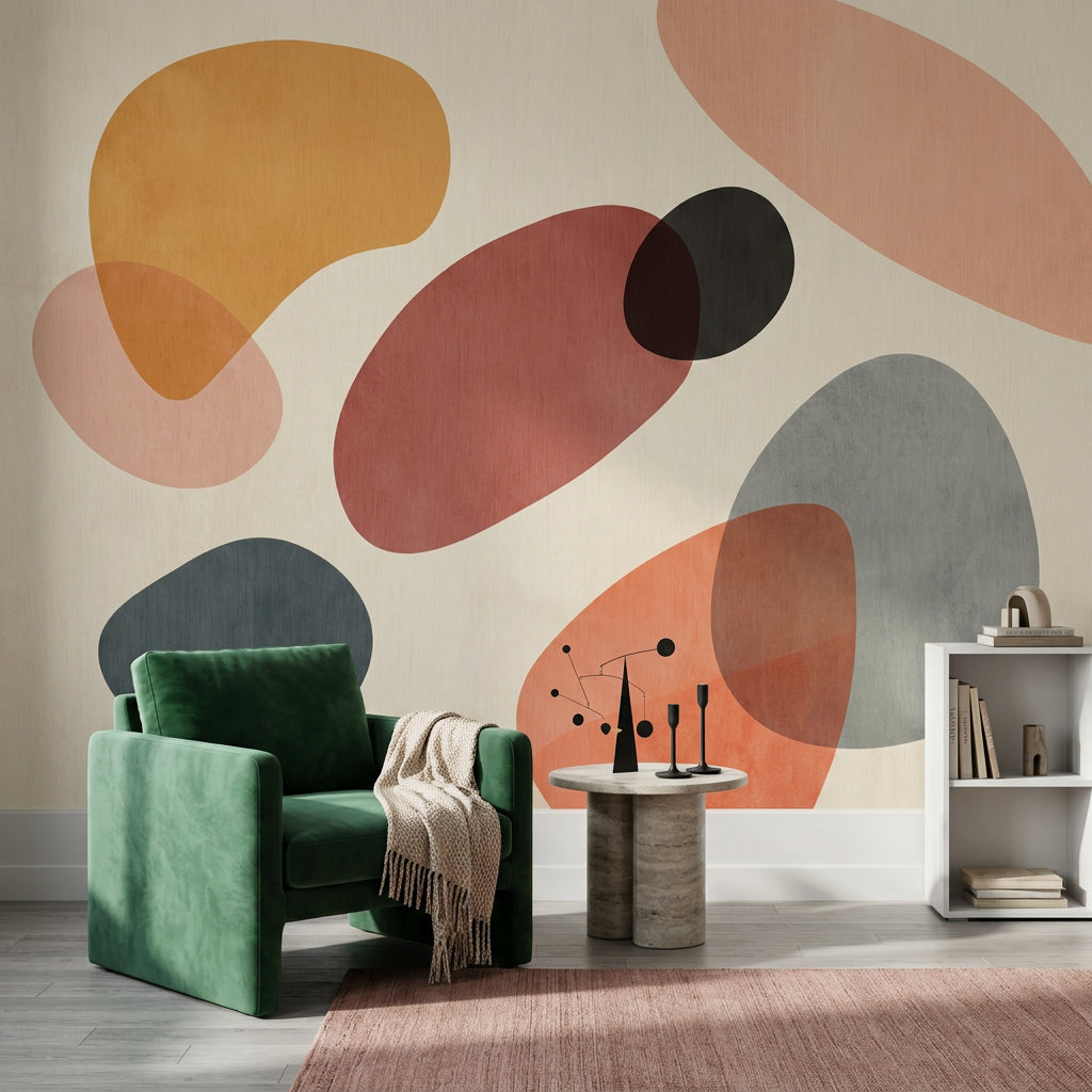Mid Century Modern Wallpaper Retro Minimalist Removable Wall Decor