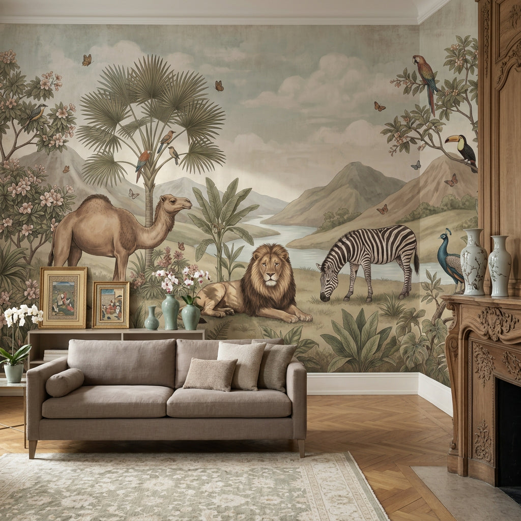 Cloudy Sky Wallpaper Tropical Birds Wall Mural