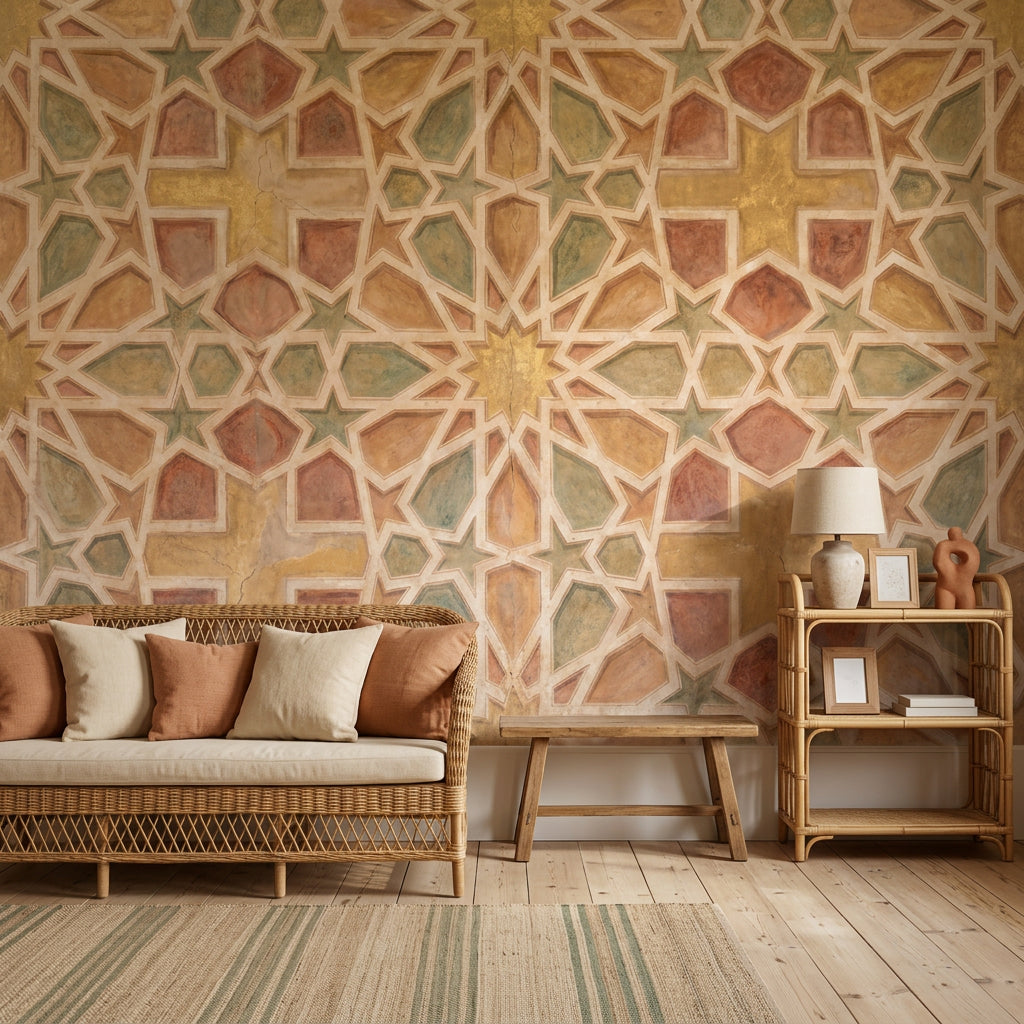 Islamic Geometric Wallpaper Moroccan Mosaic Tile Removable Wall Decor