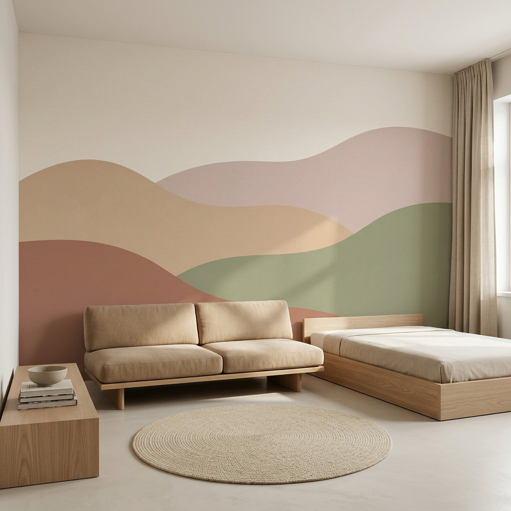 Abstract Landscape Wallpaper Rolling Hills Minimalist Wall Mural