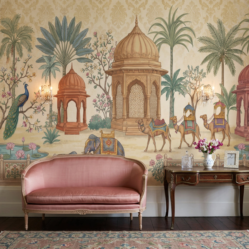 Mughal Palace Wallpaper Indian Garden Elephants Wall Mural