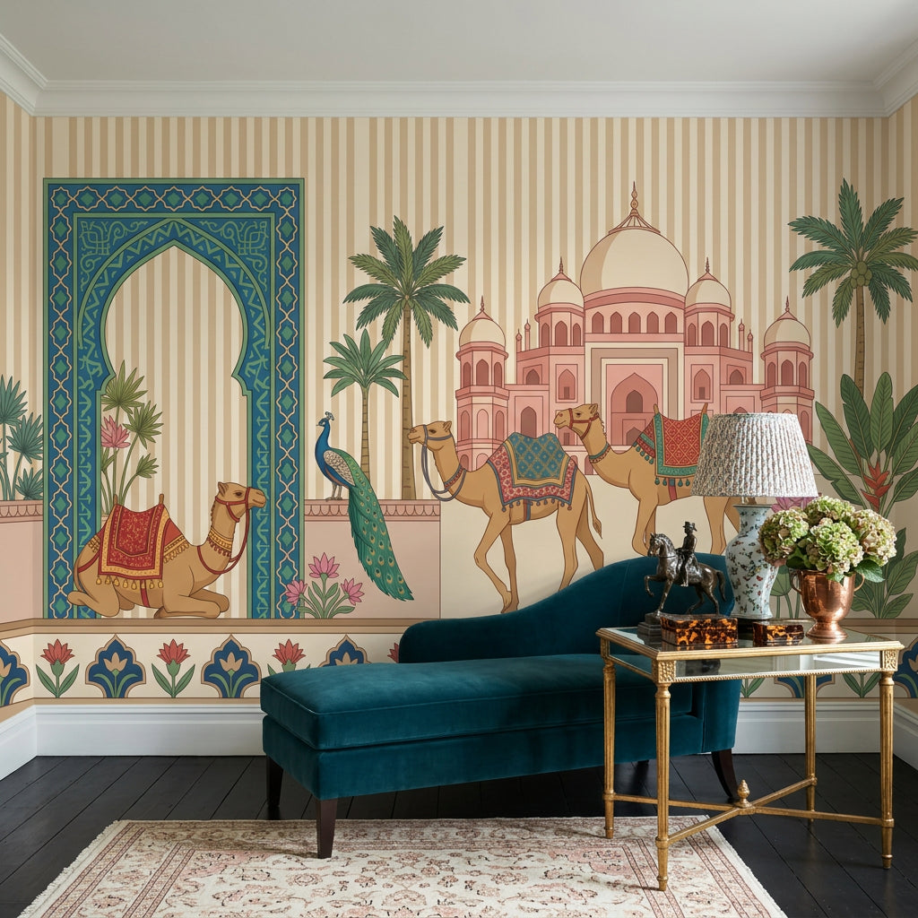 Mughal Palace Wallpaper Indian Architecture Removable Camels Wall Decor