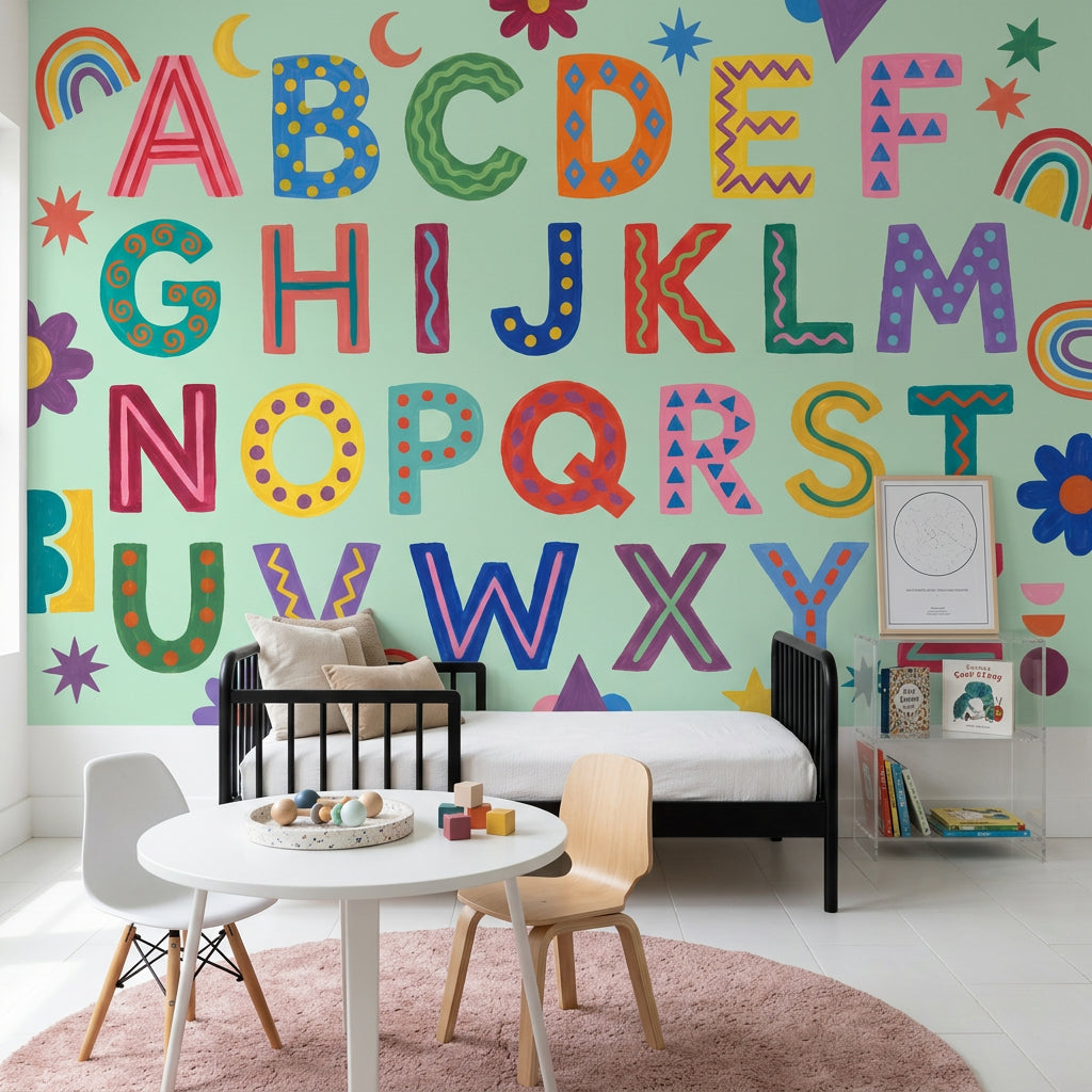 Alphabet Wallpaper Kids Playful Removable Wall Decor