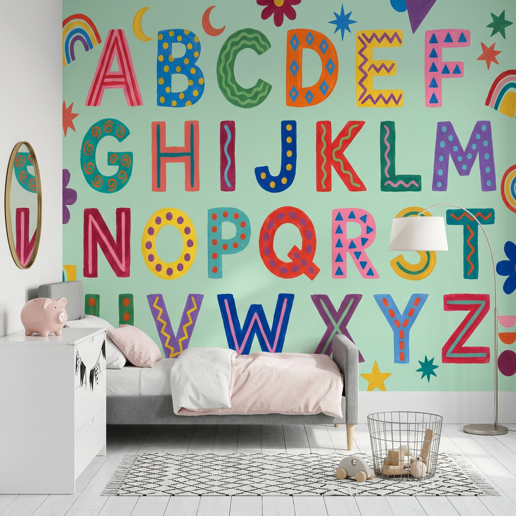 Alphabet Wallpaper Kids Playful Removable Wall Decor