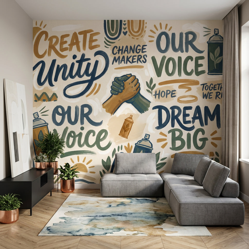 Motivational Typography Wallpaper Unity Our Voice Wall Mural