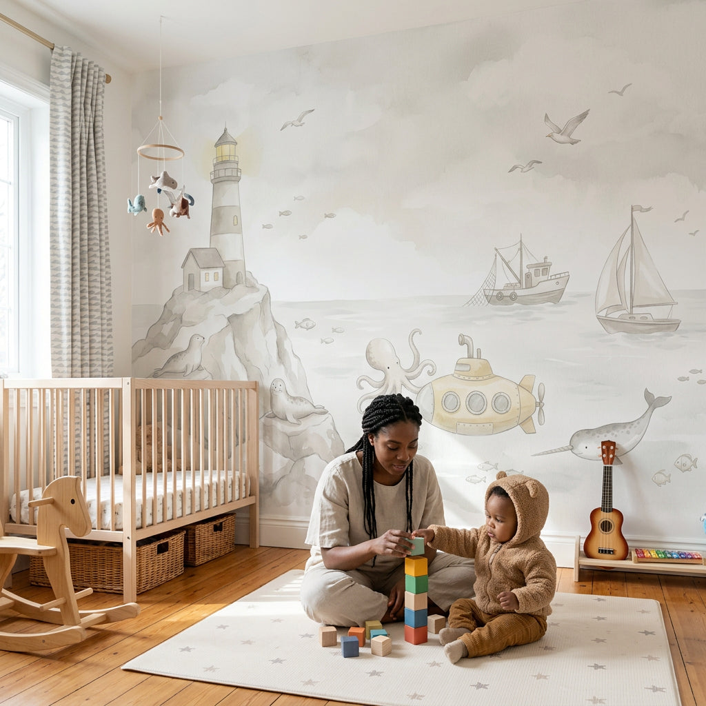 Lighthouse Wallpaper Coastal Removable Ocean Wall Decor