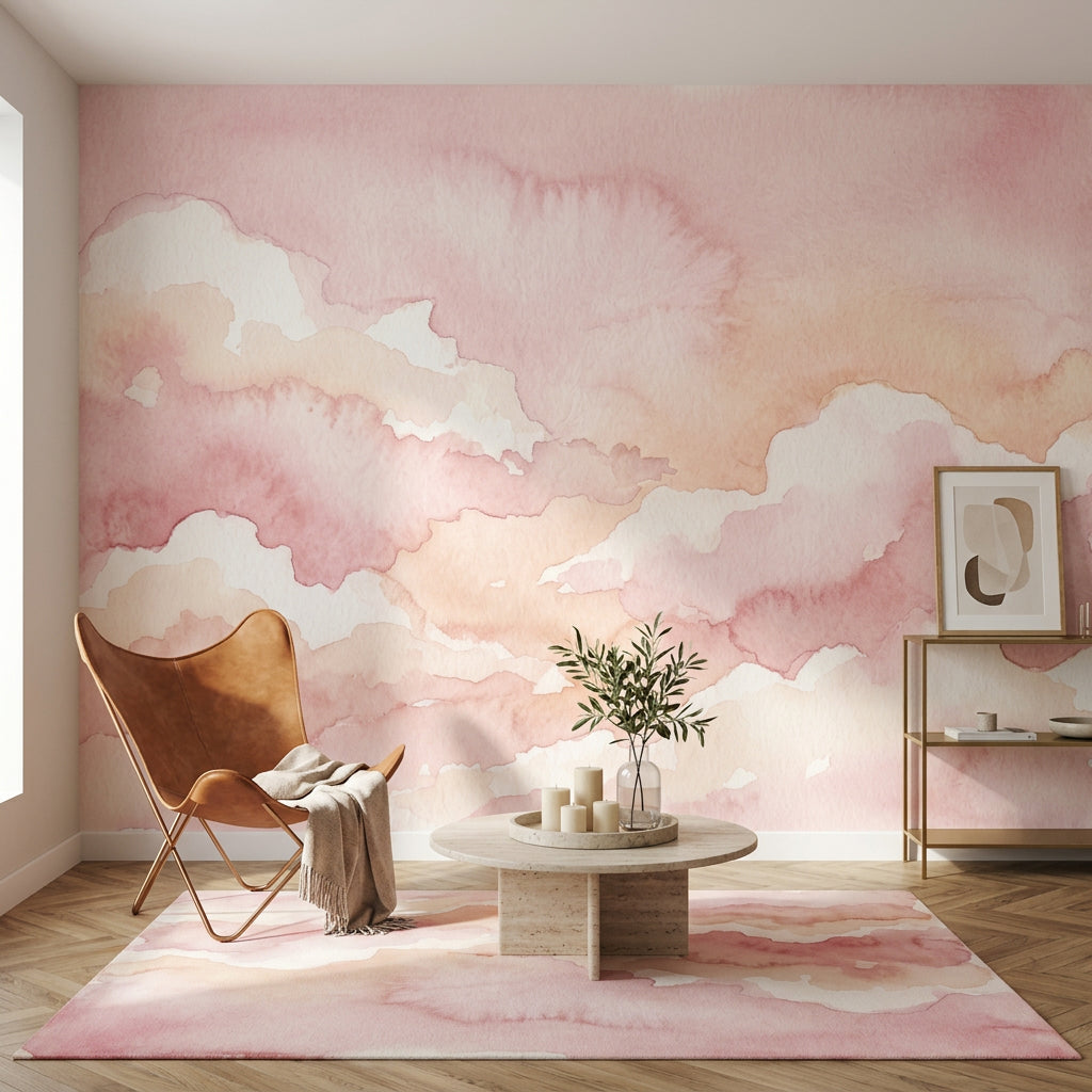 Pastel Sky Wallpaper Watercolor Sunrise Wall Mural