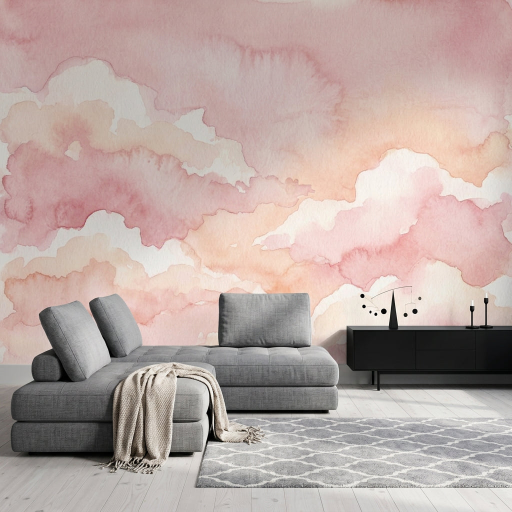 Pastel Sky Wallpaper Watercolor Sunrise Wall Mural