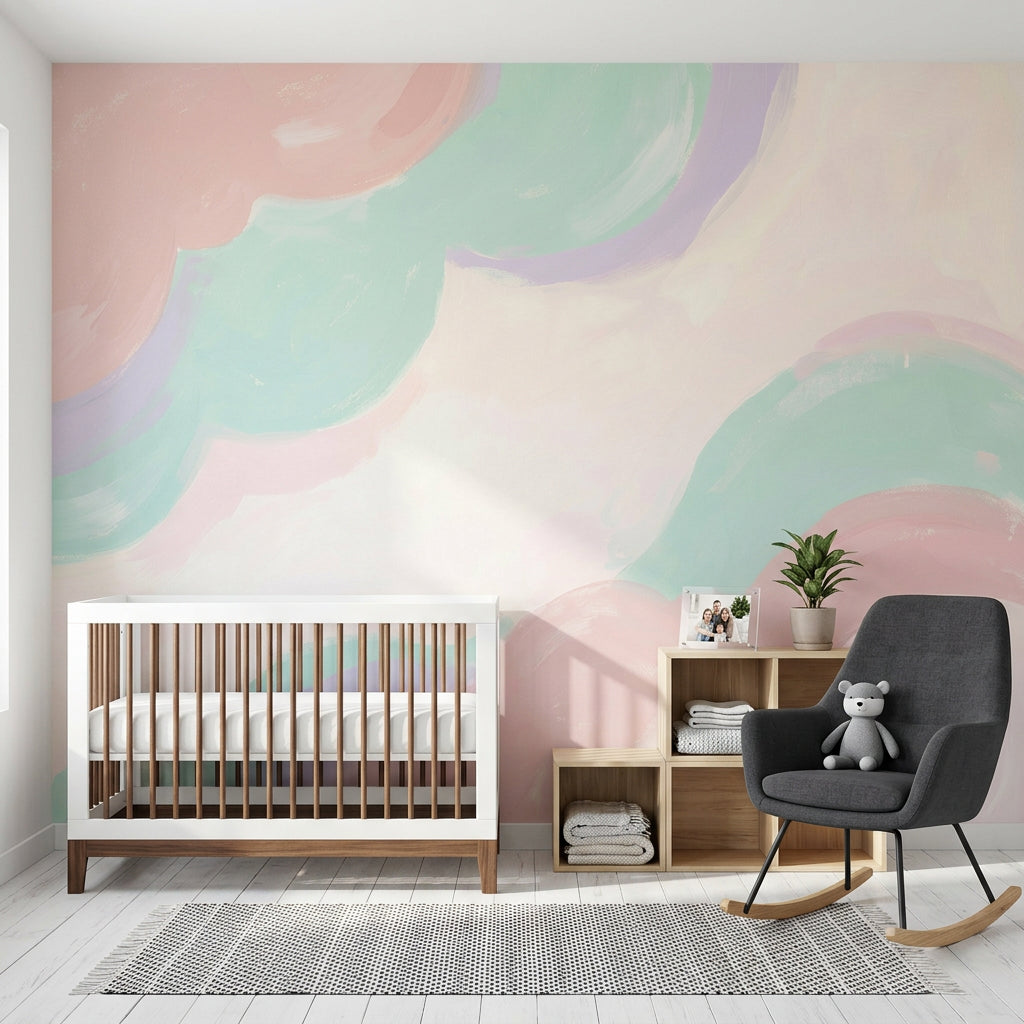 Pastel Abstract Wallpaper Soft Brushstrokes Ombre Gradient Removable Wall Decor