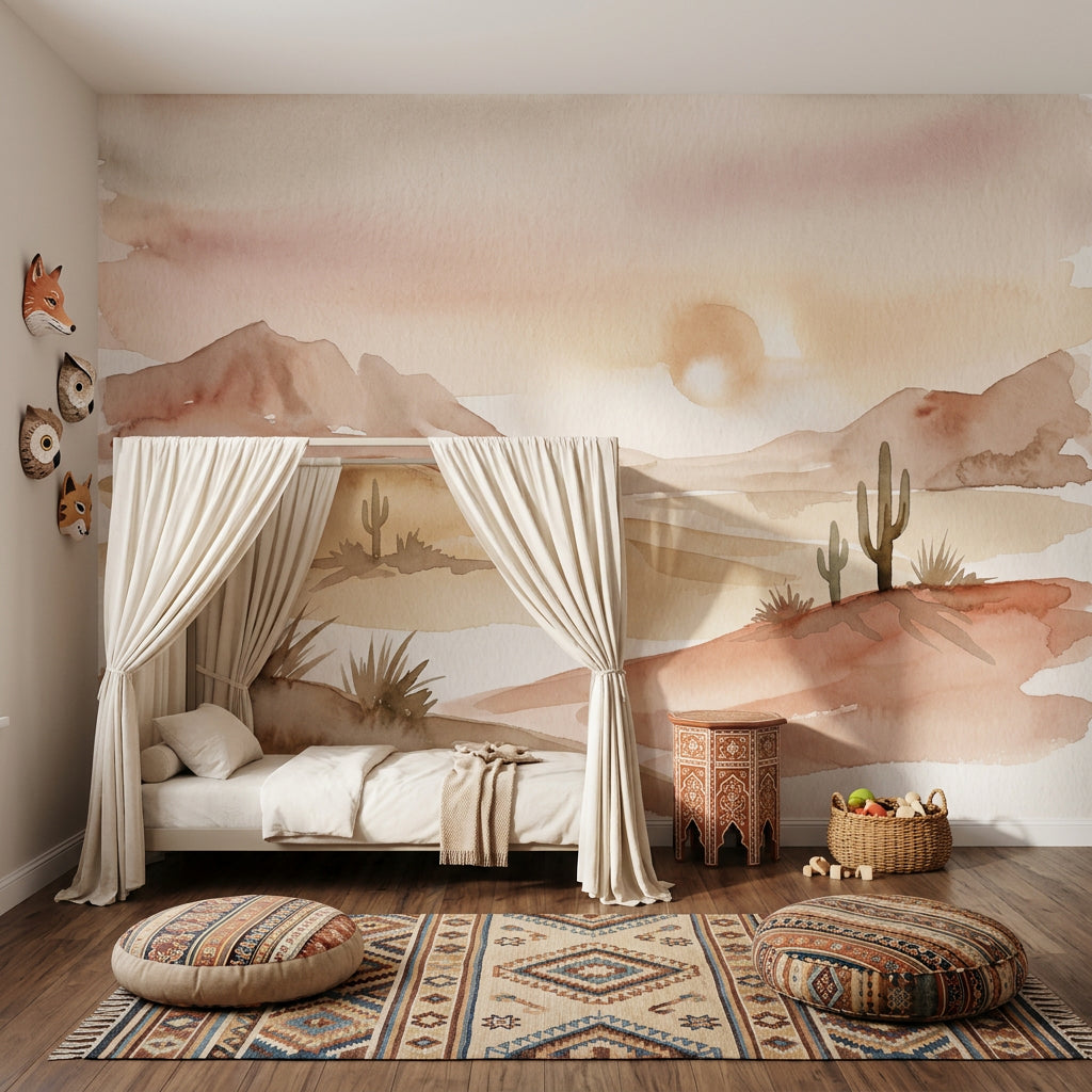 Paper Texture Wallpaper Desert Landscape Removable Watercolor Wall Decor
