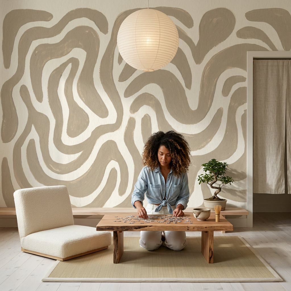 White Background Wallpaper Abstract Pattern Modern Wall Mural