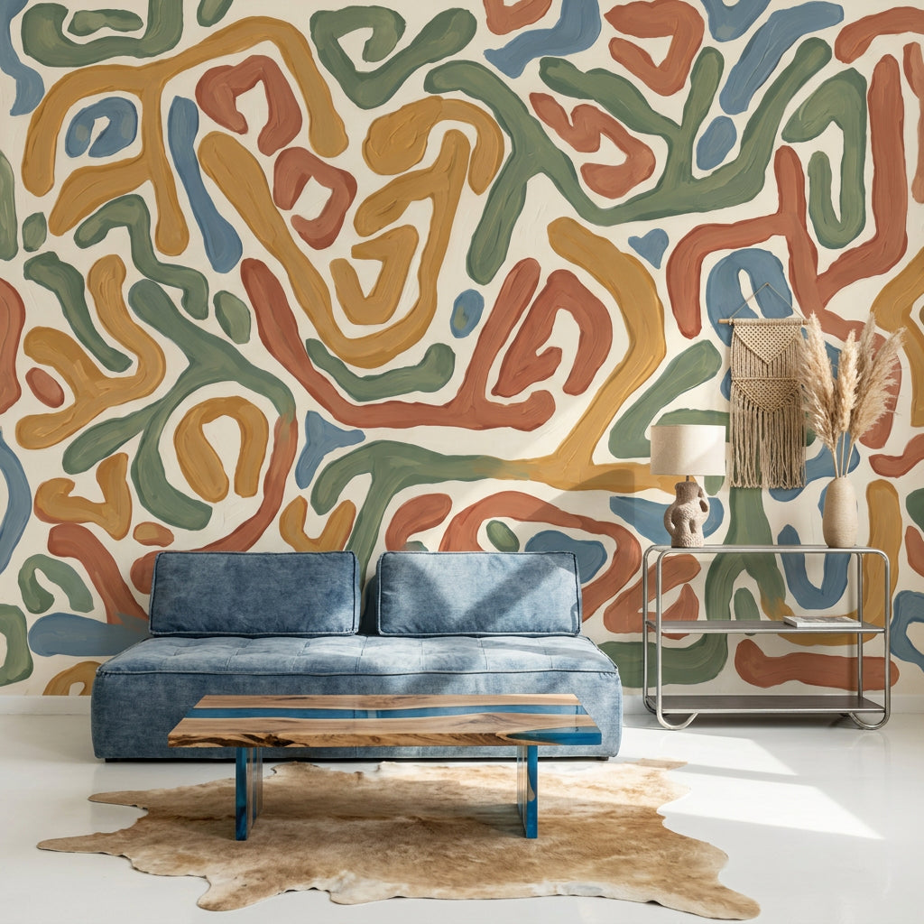 Mid Century Modern Wallpaper Abstract Pattern Modern Wall Mural