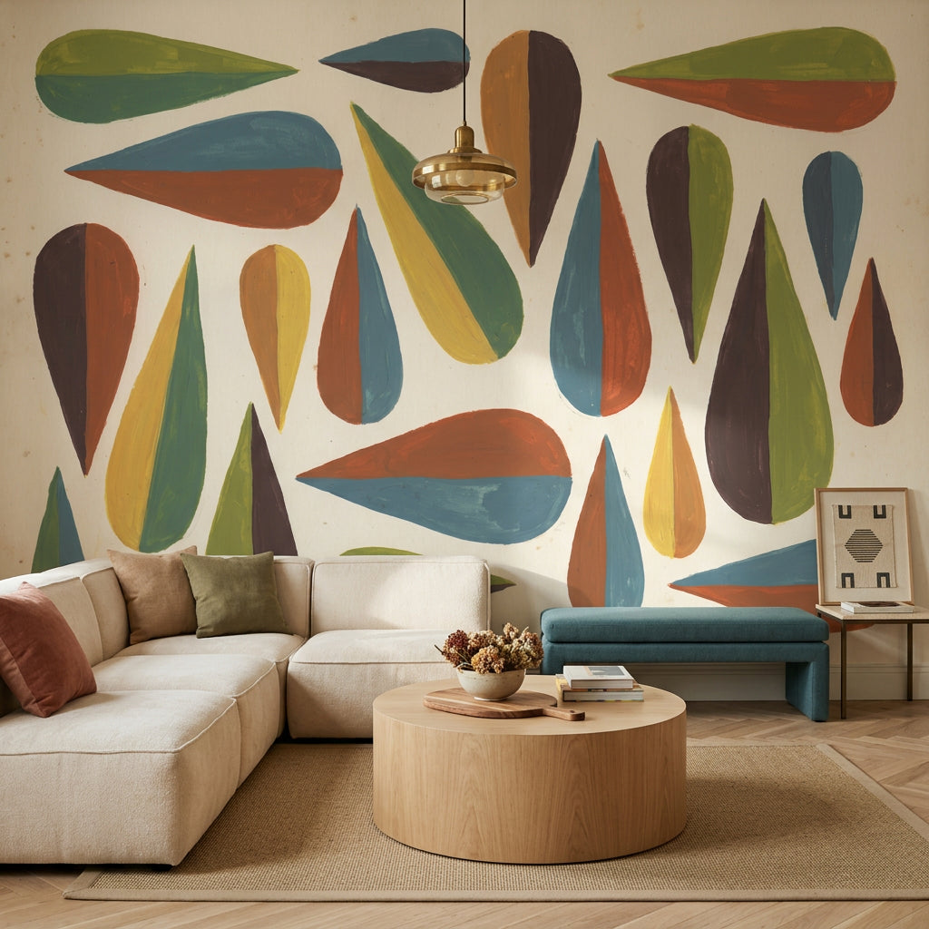 Mid Century Modern Wallpaper Retro Removable Modern Wall Decor