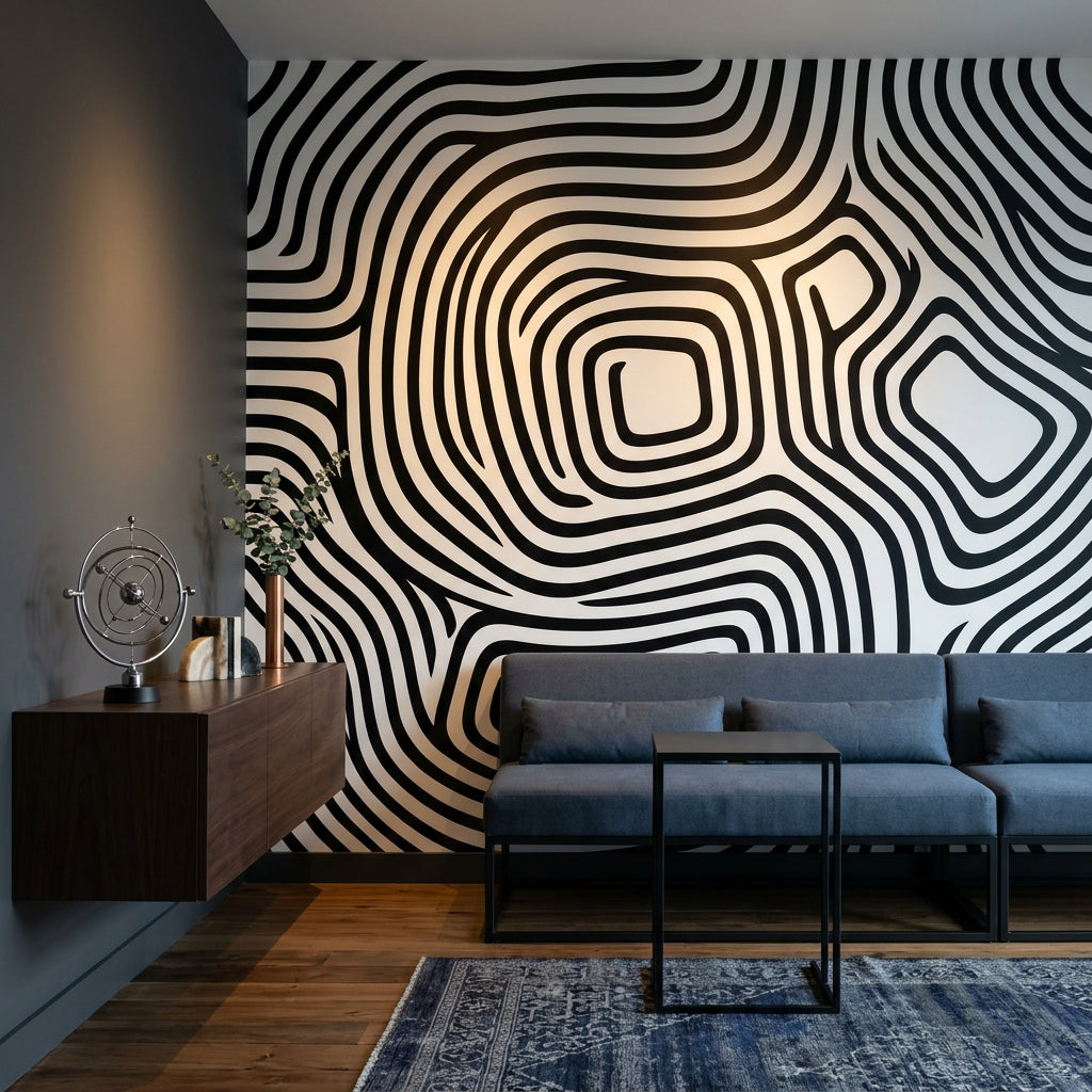 White Background Wallpaper Topographic Map Removable Wall Decor