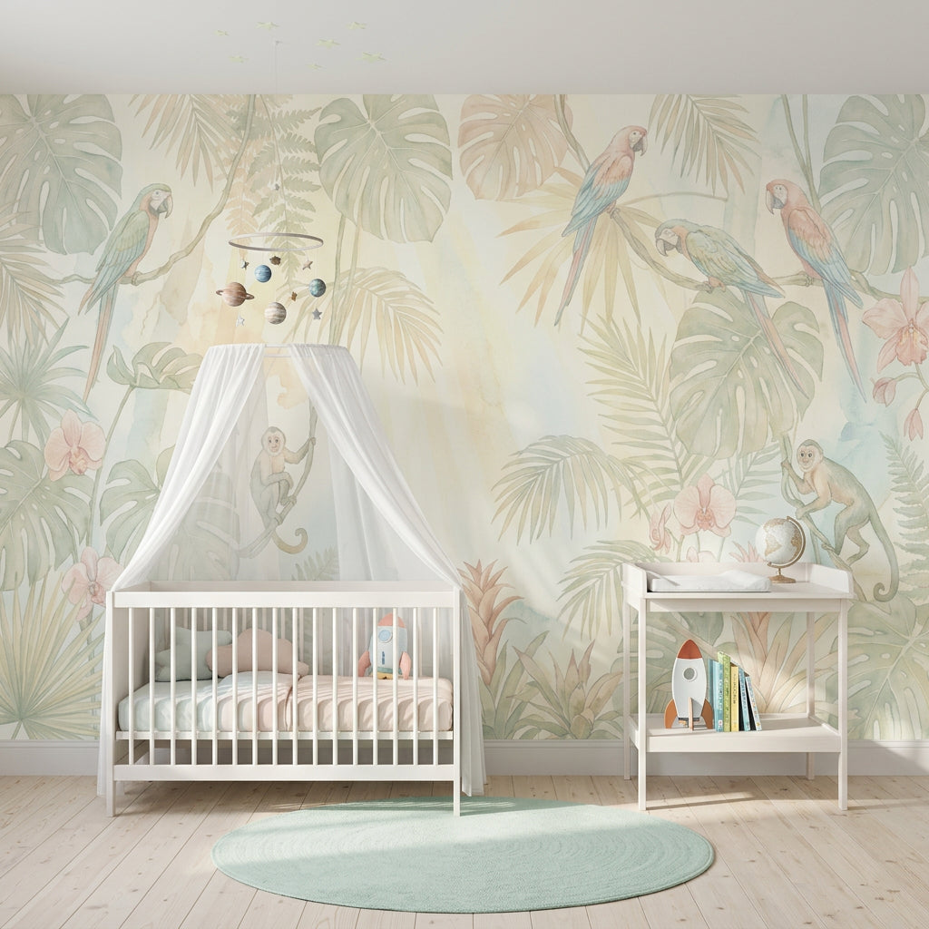 Tropical Wallpaper Watercolor Removable Jungle Foliage Wall Decor