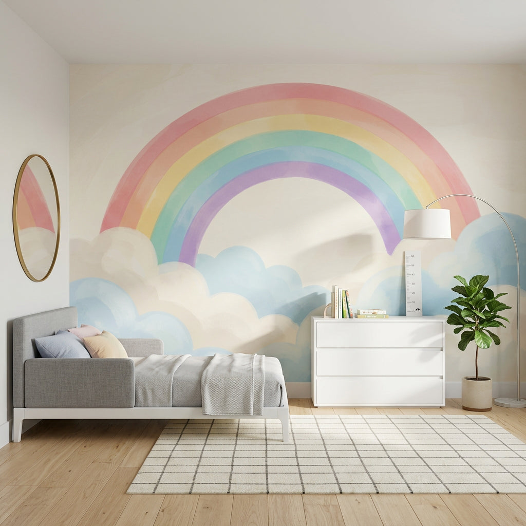 Pastel Rainbow Wallpaper Watercolor Dreamy Removable Wall Decor
