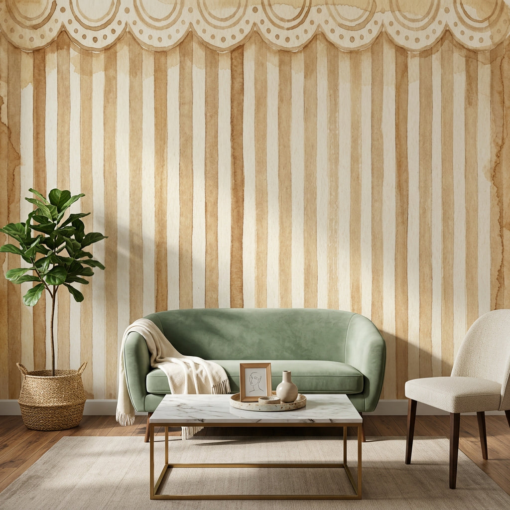 Watercolor Texture Wallpaper Aged Paper Striped Wall Mural