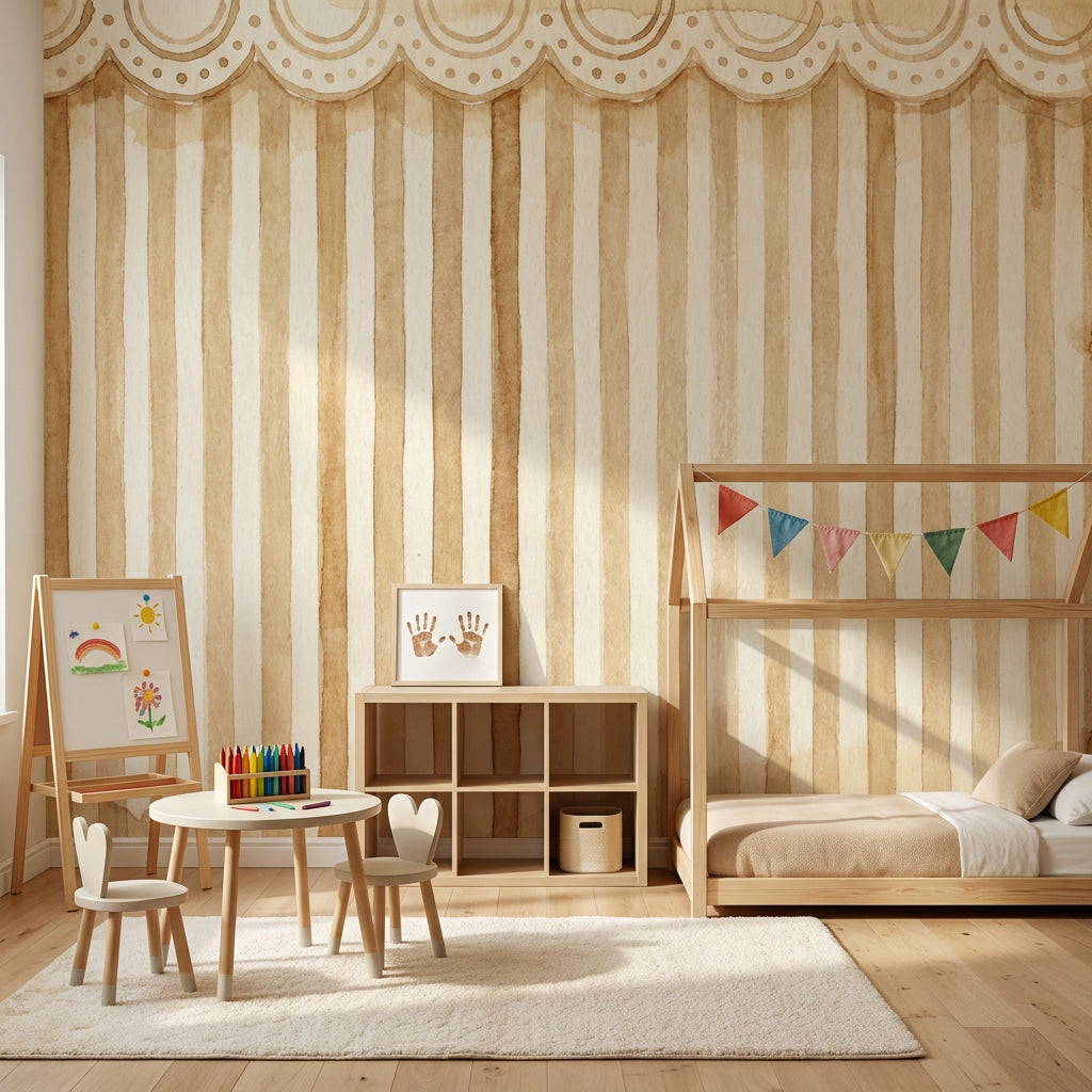 Watercolor Texture Wallpaper Aged Paper Striped Wall Mural