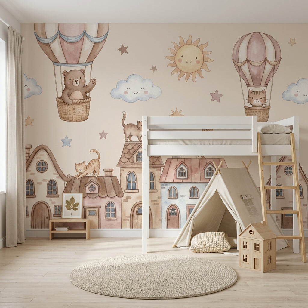 Hot Air Balloon Wallpaper Nursery Removable Kids Room Wall Decor